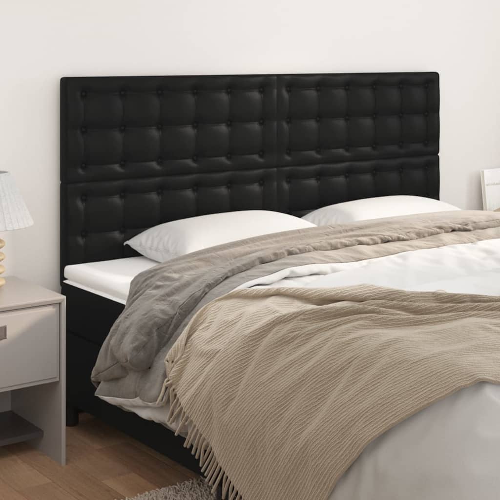 Kopfteil Schwarz 200x5x118/128 cm Kunstleder