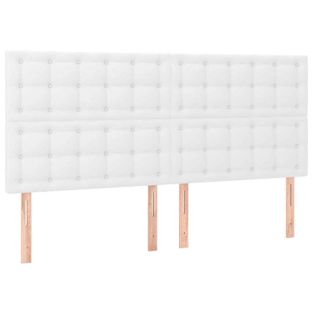 Kopfteil Weiß 200x5x118/128 cm Kunstleder