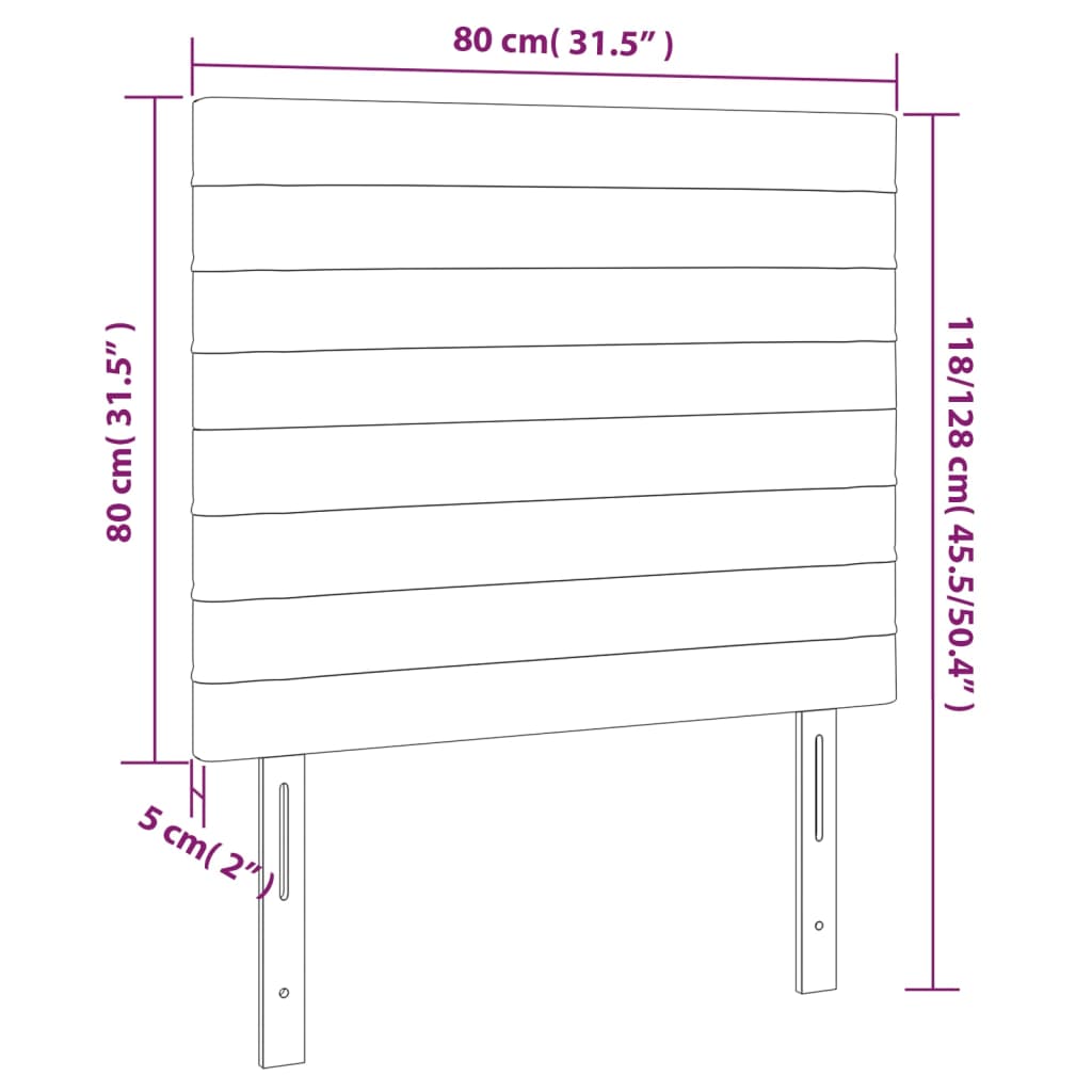 Kopfteil Hellgrau 80x5x118/128 cm Samt