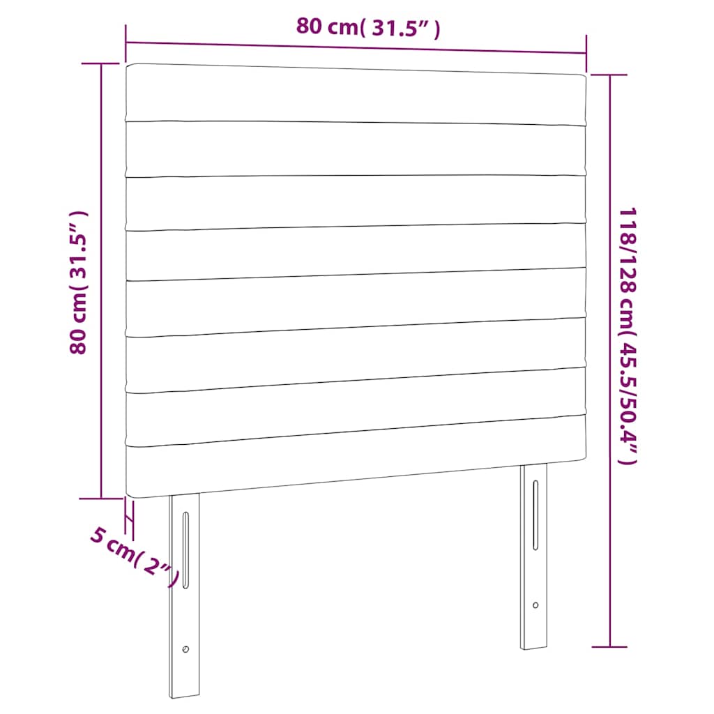 Kopfteil Schwarz 80x5x118/128 cm Samt