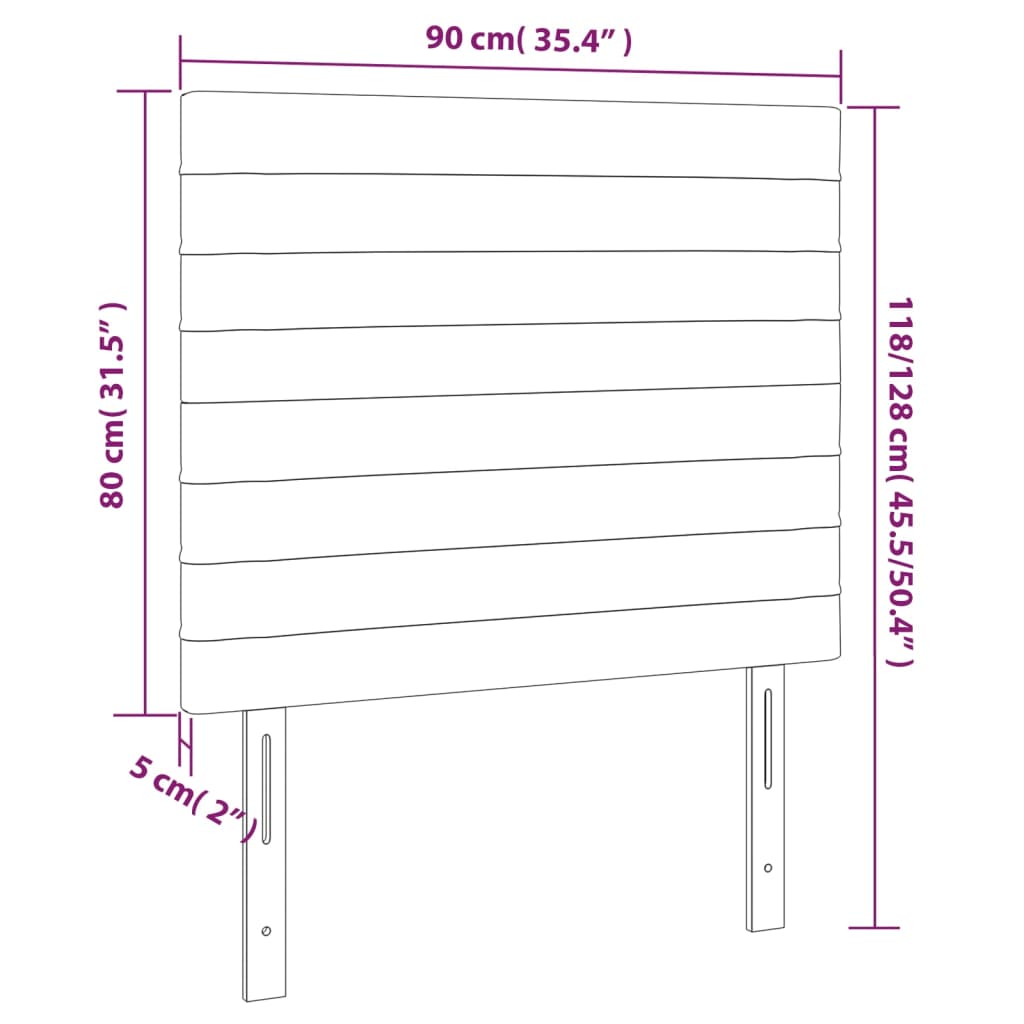 Kopfteil Dunkelgrau 90 x 5 x 118/128 cm Samt