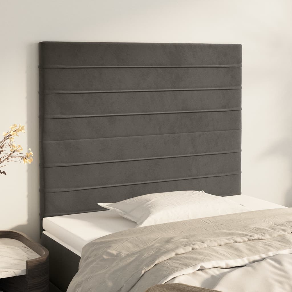 Kopfteil Dunkelgrau 100 x 5 x 118/128 cm Samt