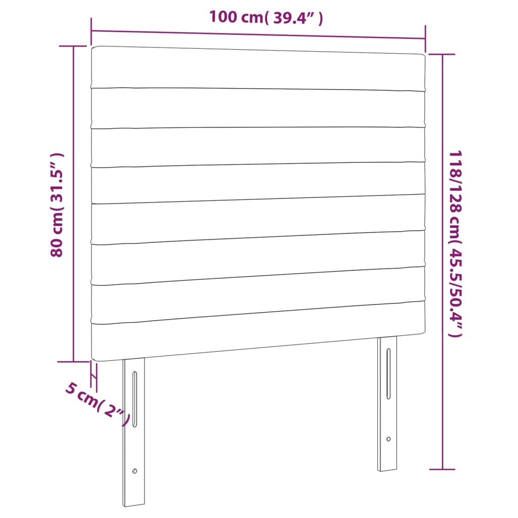 Kopfteil Schwarz 100x5x118/128 cm Samt