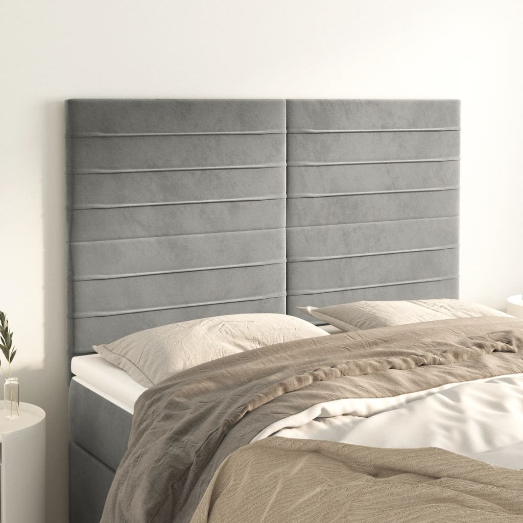 Kopfteil Hellgrau 144x5x118/128 cm Samt
