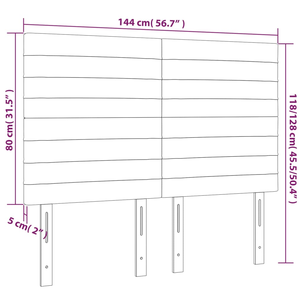 Kopfteil Dunkelgrau 144 x 5 x 118/128 cm Samt