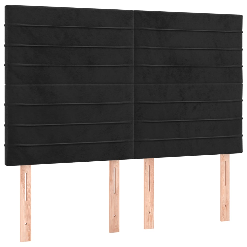 Kopfteil Schwarz 144x5x118/128 cm Samt