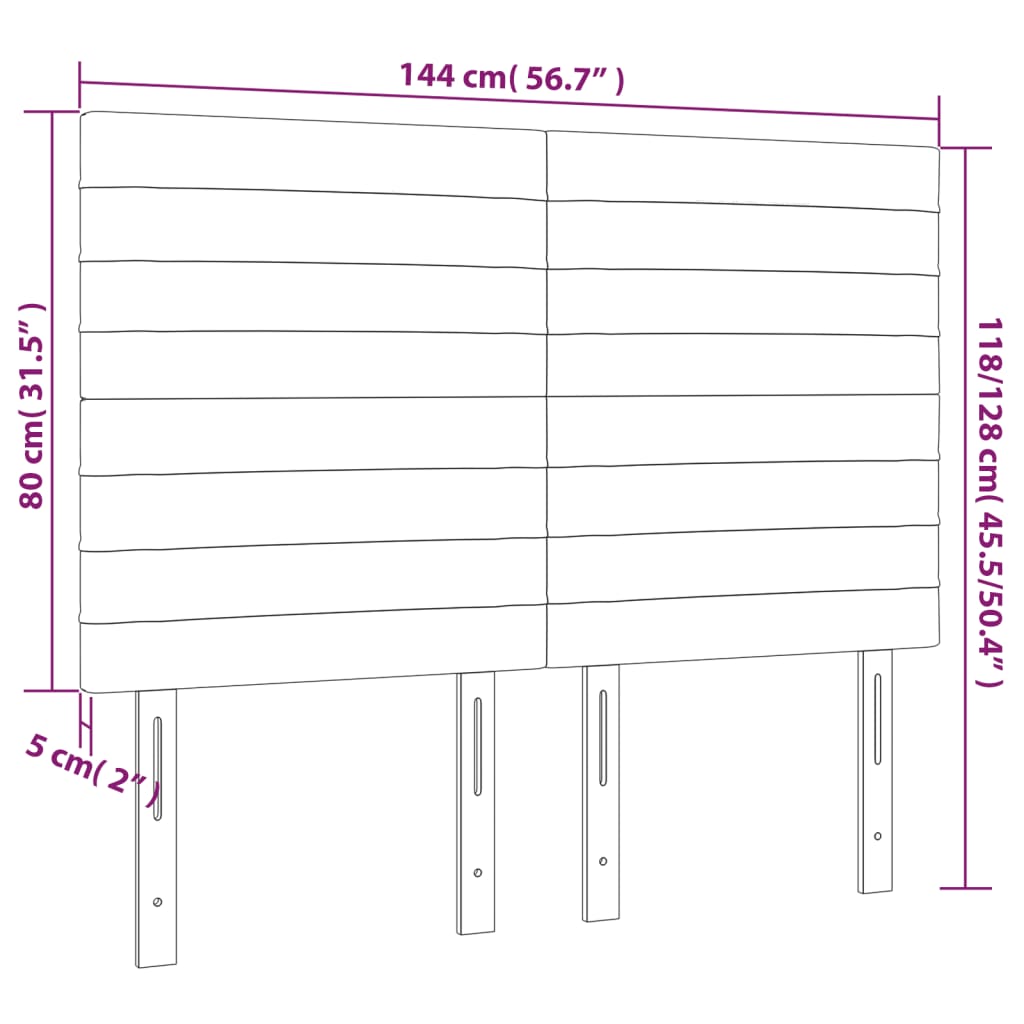 Kopfteil Schwarz 144x5x118/128 cm Samt