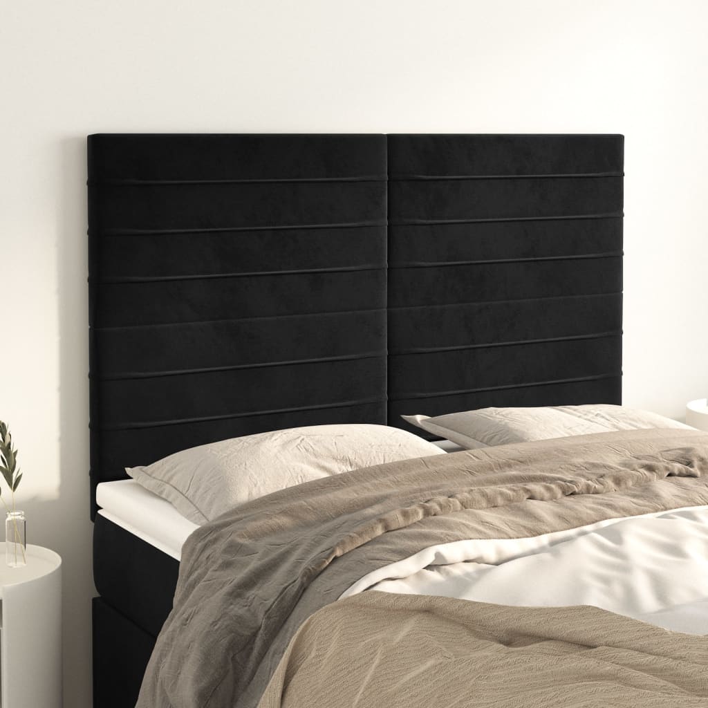 Kopfteil Schwarz 144x5x118/128 cm Samt