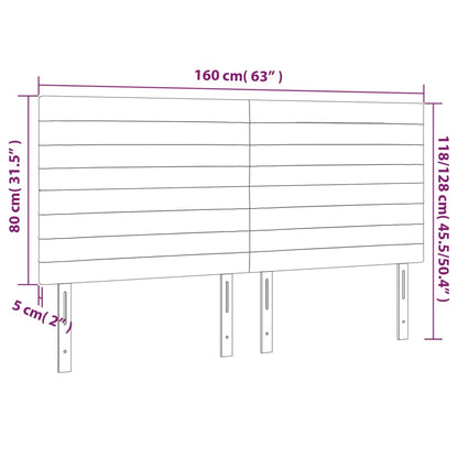 Kopfteil Hellgrau 160 x 5 x 118/128 cm Samt