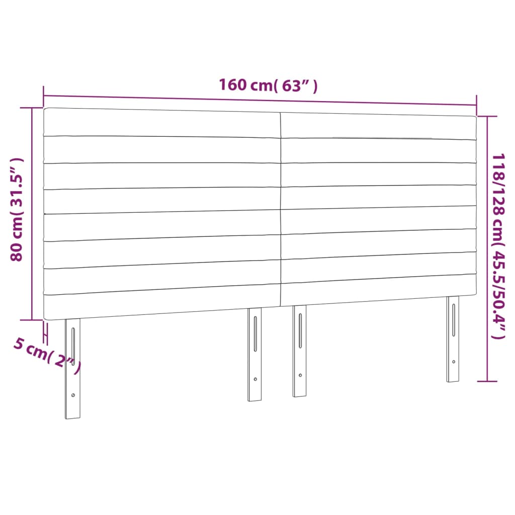 Kopfteil Dunkelgrau 160 x 5 x 118/128 cm Samt