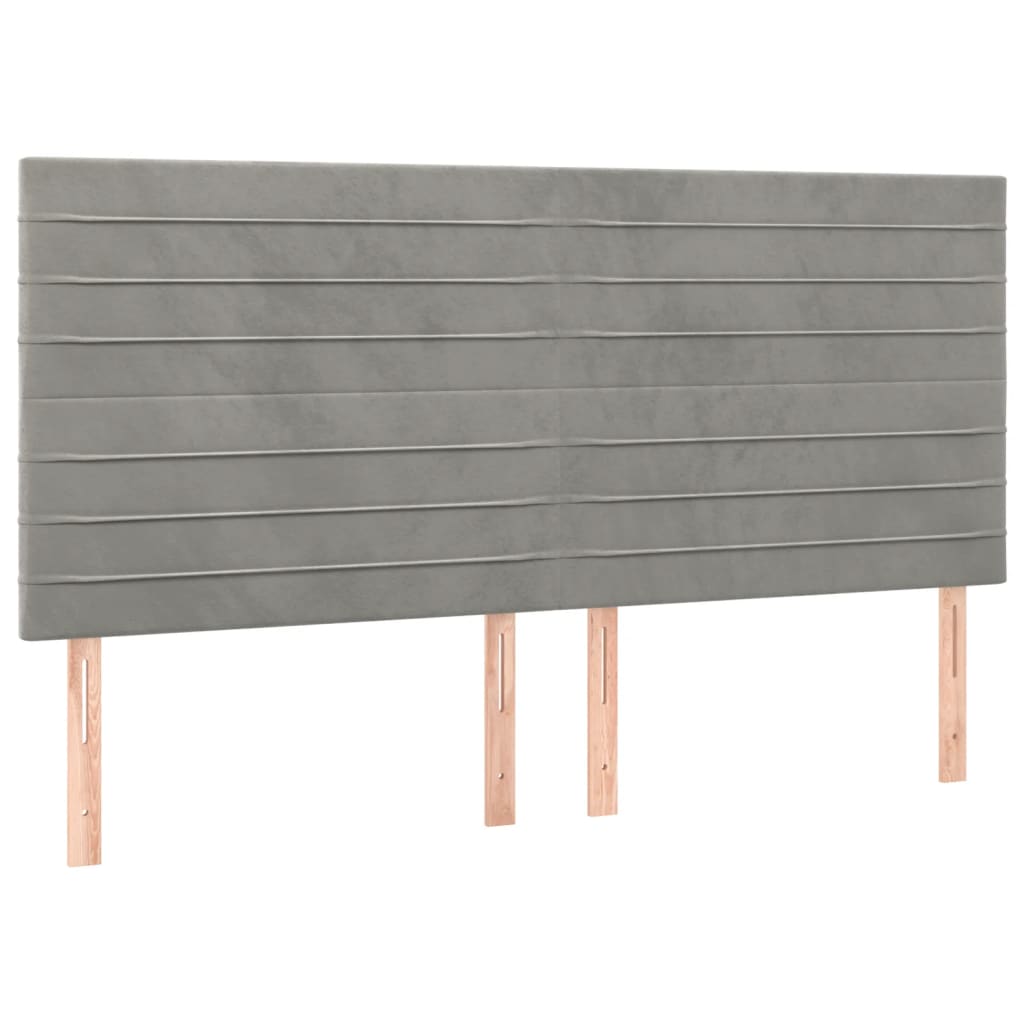 Kopfteil Hellgrau 180x5x118/128 cm Samt