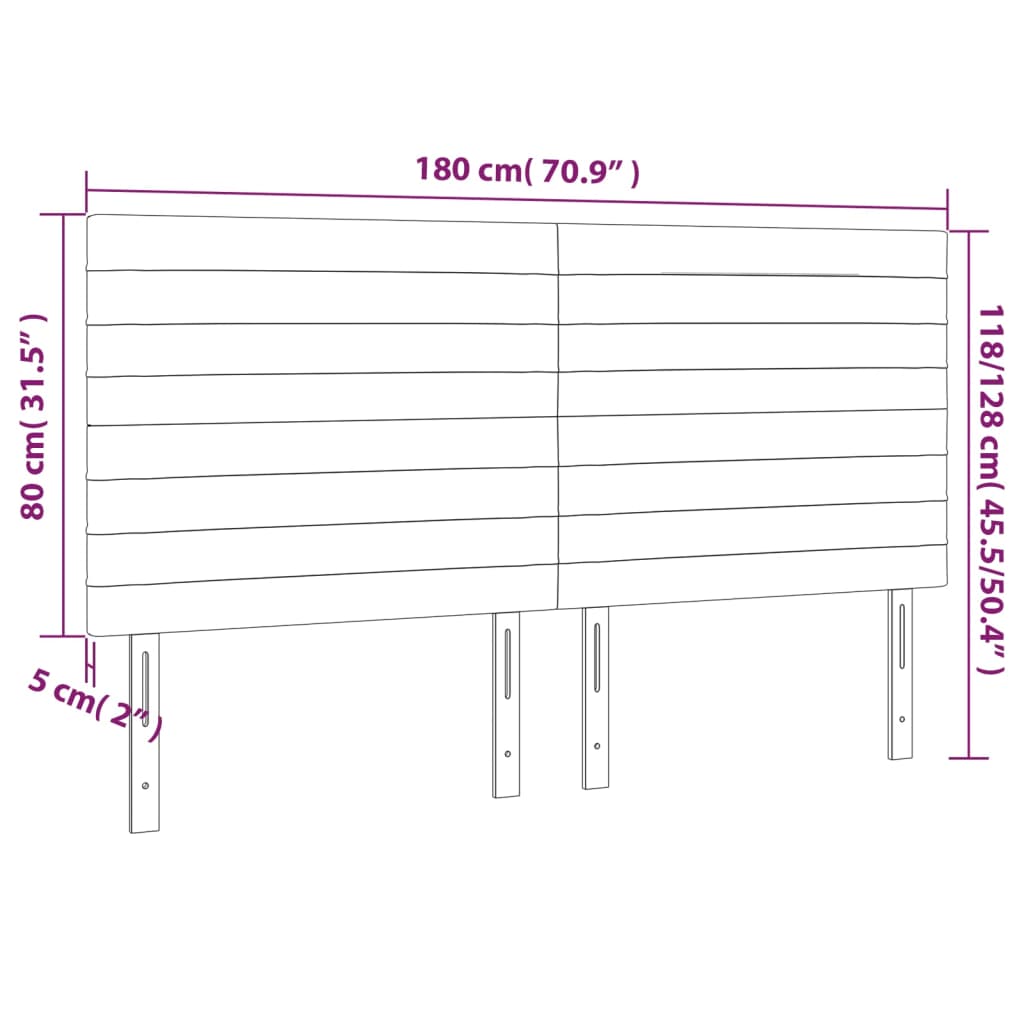 Kopfteil Dunkelgrau 180 x 5 x 118/128 cm Samt