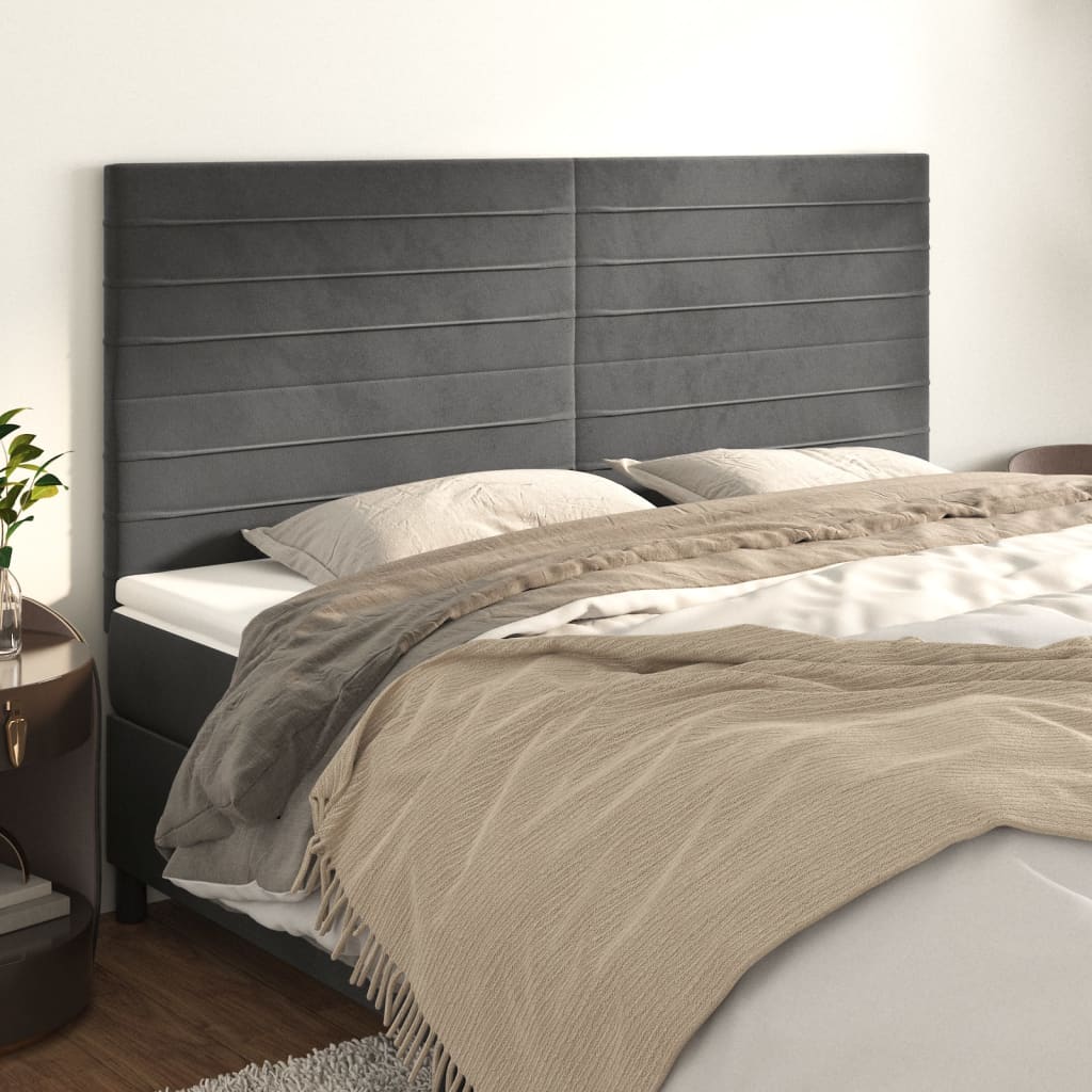 Kopfteil Dunkelgrau 180 x 5 x 118/128 cm Samt