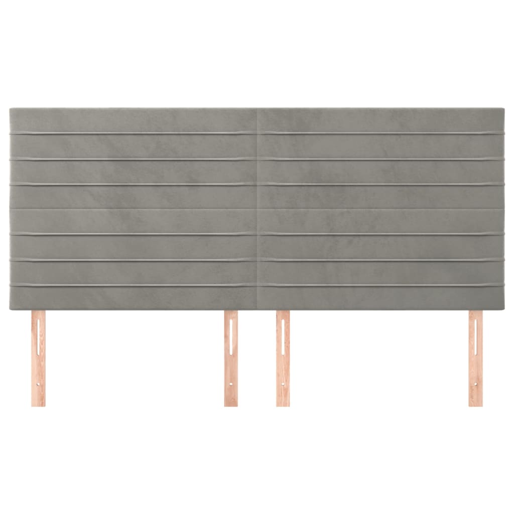 Kopfteil Hellgrau 200 x 5 x 118/128 cm Samt