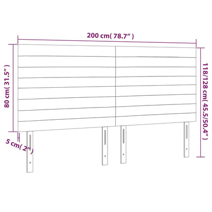 Kopfteil Hellgrau 200 x 5 x 118/128 cm Samt