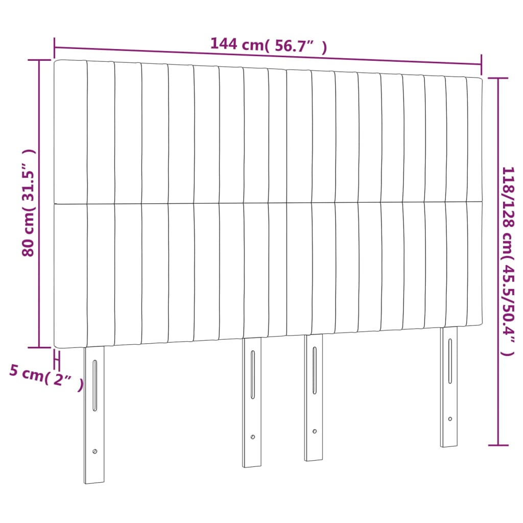 Kopfteil Dunkelgrau 144 x 5 x 118/128 cm Stoff