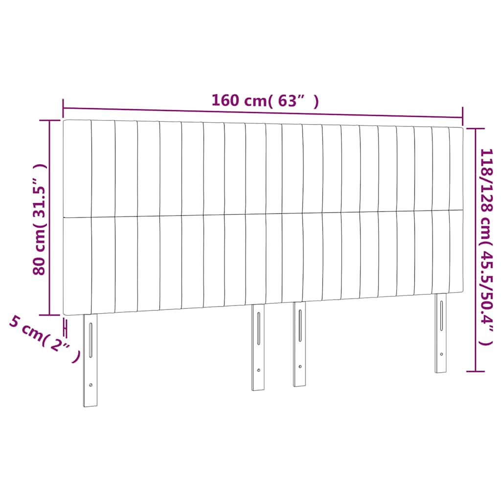 Kopfteil Hellgrau 160 x 5 x 118/128 cm Stoff