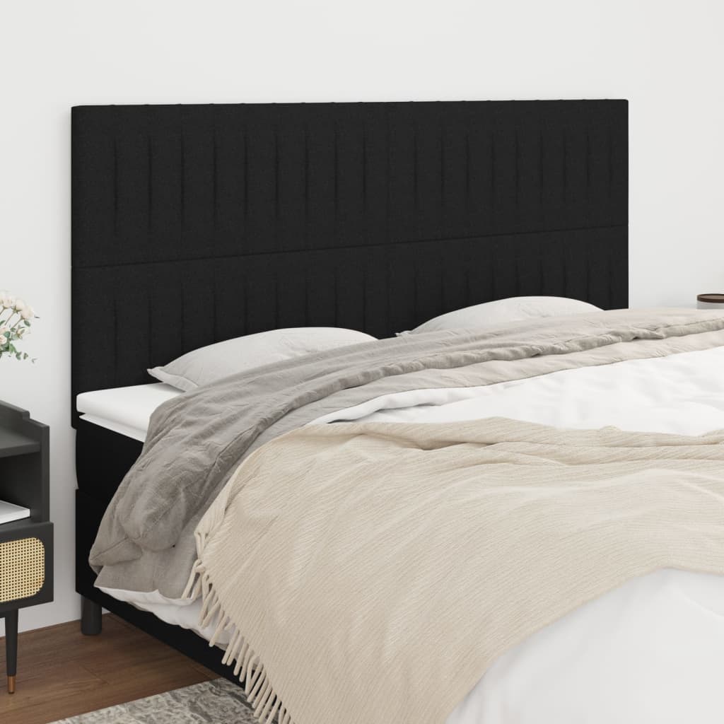 Kopfteil Schwarz 200 x 5 x 118/128 cm Stoff