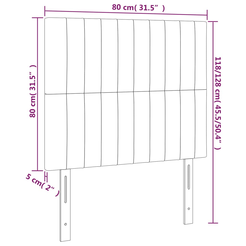 Kopfteil Dunkelgrau 80 x 5 x 118/128 cm Samt