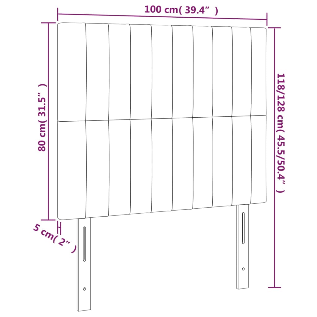 Kopfteil Hellgrau 100 x 5 x 118/128 cm Samt