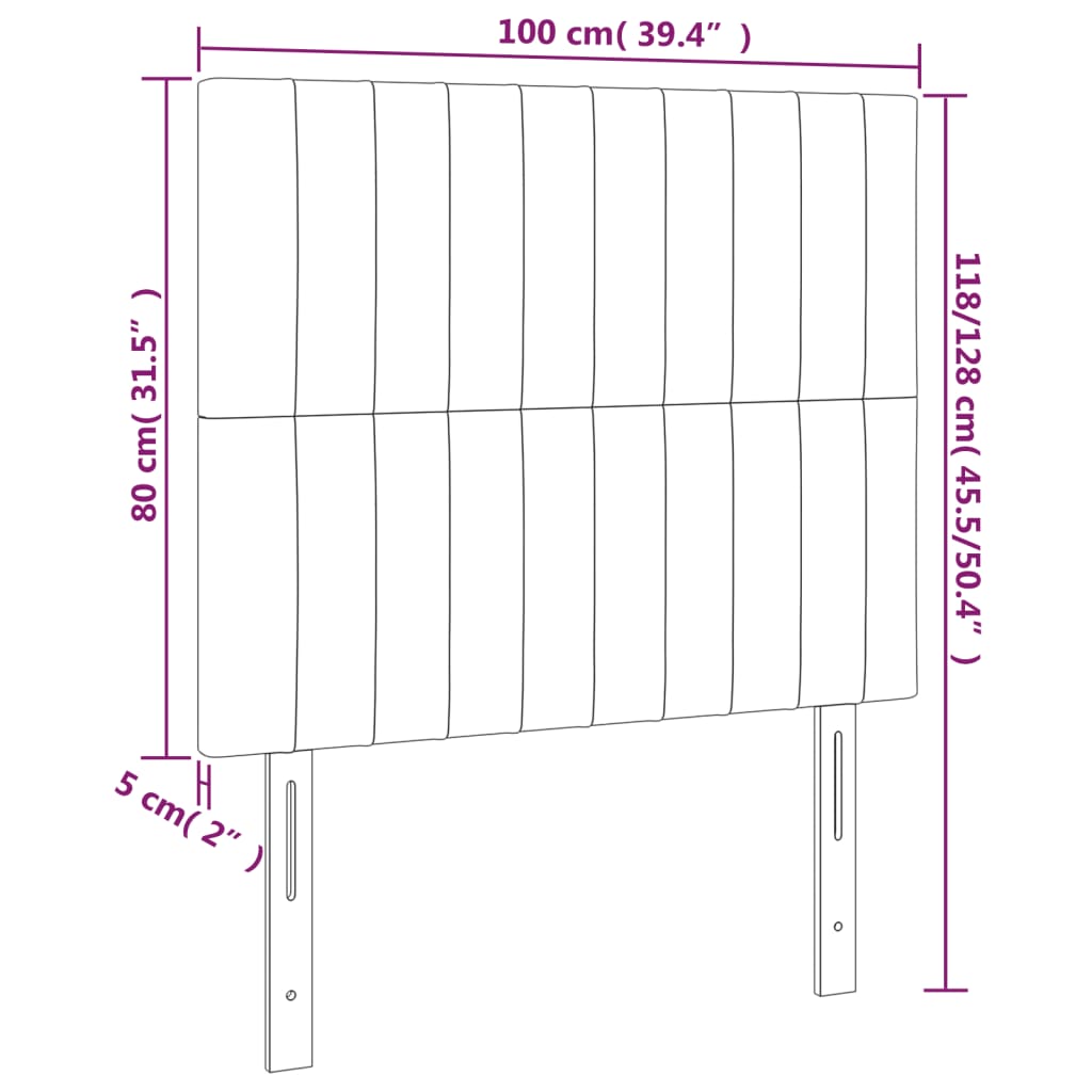 Kopfteil Dunkelgrau 100 x 5 x 118/128 cm Samt