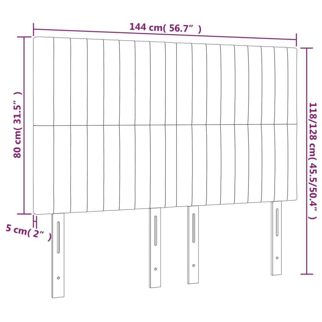 Kopfteil Hellgrau 144x5x118/128 cm Samt