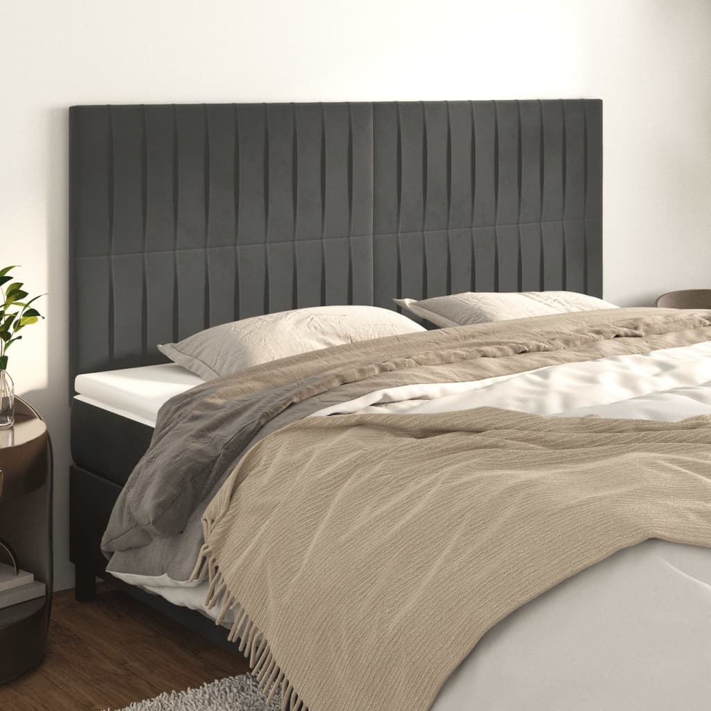 Kopfteil Dunkelgrau 180 x 5 x 118/128 cm Samt