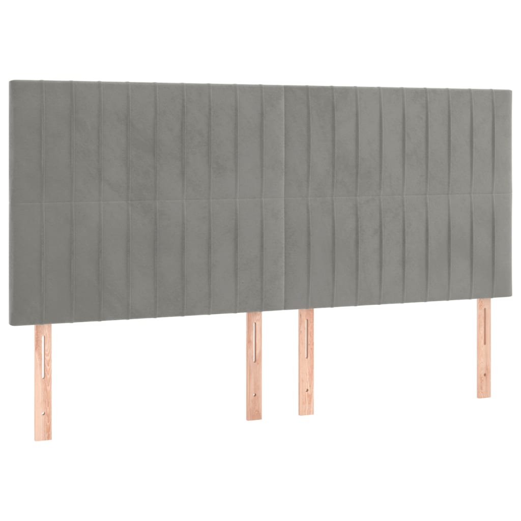 Kopfteil Hellgrau 200 x 5 x 118/128 cm Samt