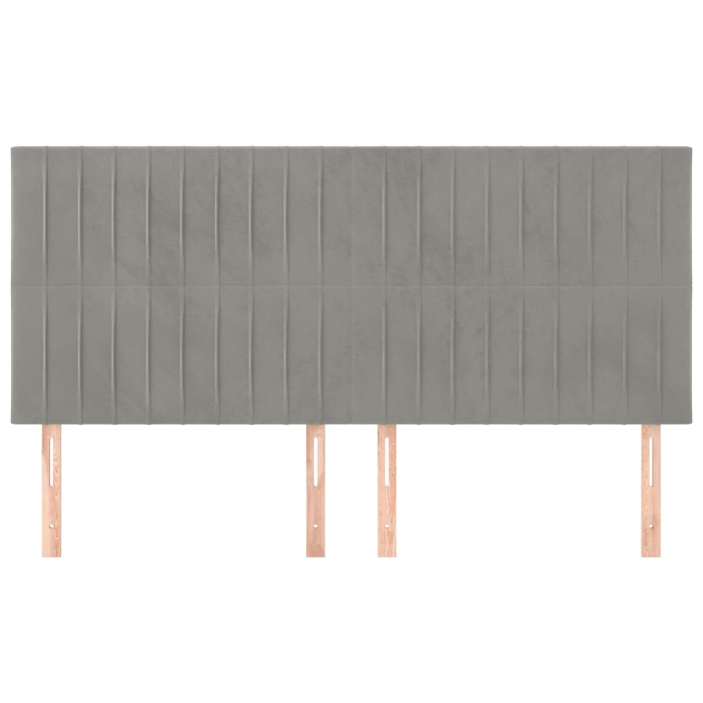 Kopfteil Hellgrau 200 x 5 x 118/128 cm Samt
