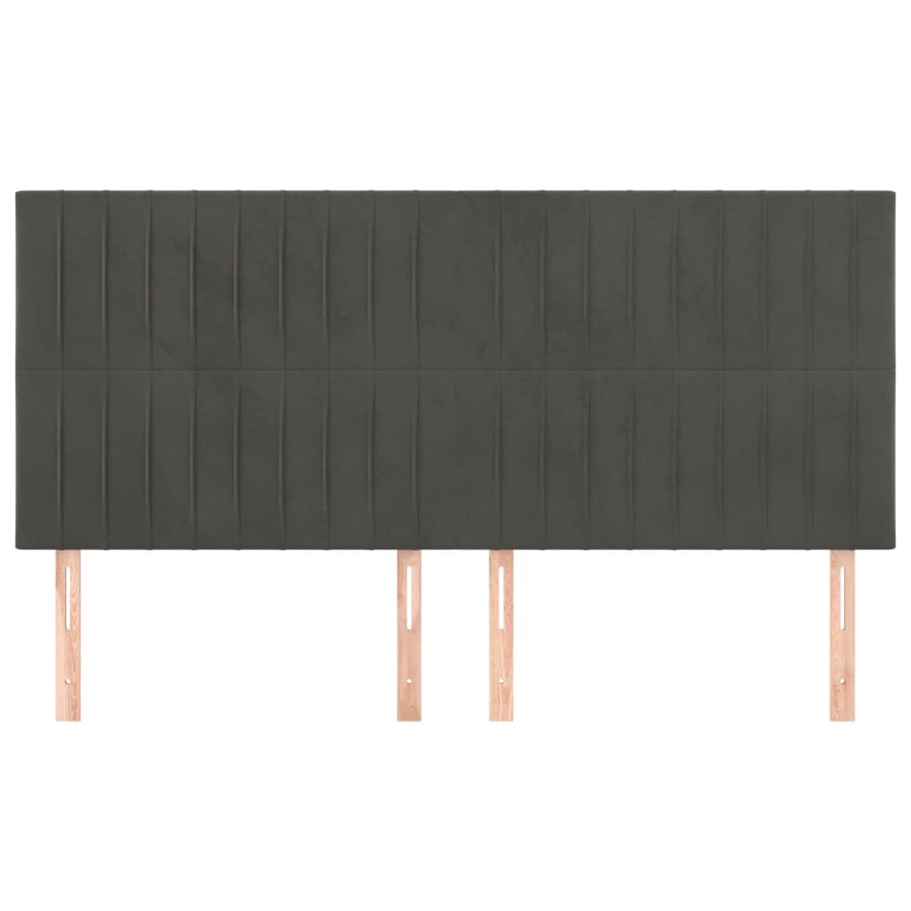 Kopfteil Dunkelgrau 200 x 5 x 118/128 cm Samt
