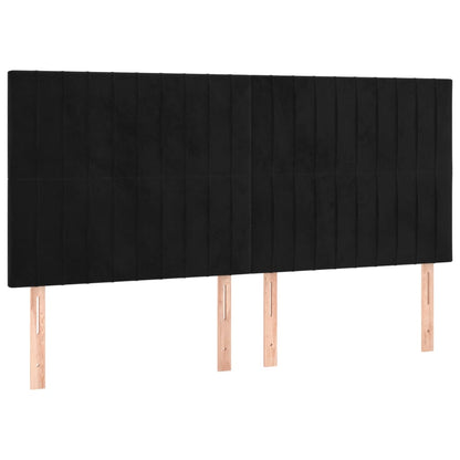 Kopfteil Schwarz 200 x 5 x 118/128 cm Samt