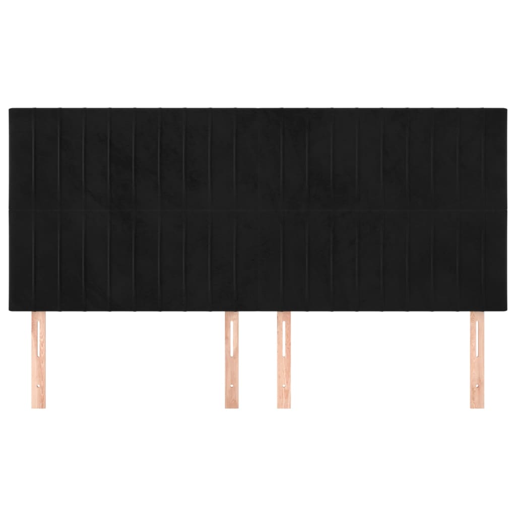Kopfteil Schwarz 200 x 5 x 118/128 cm Samt