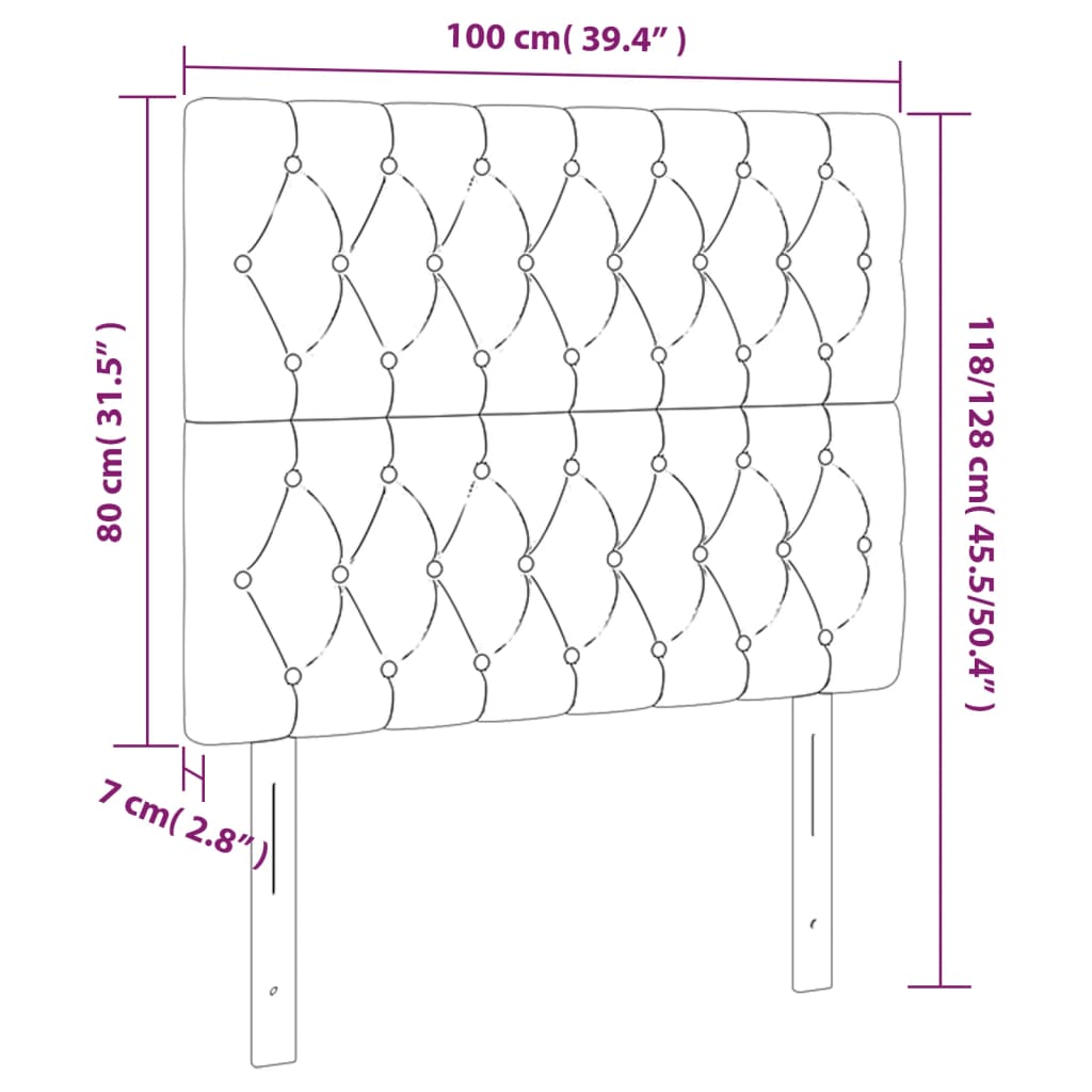 Kopfteil Hellgrau 100 x 7 x 118/128 cm Stoff