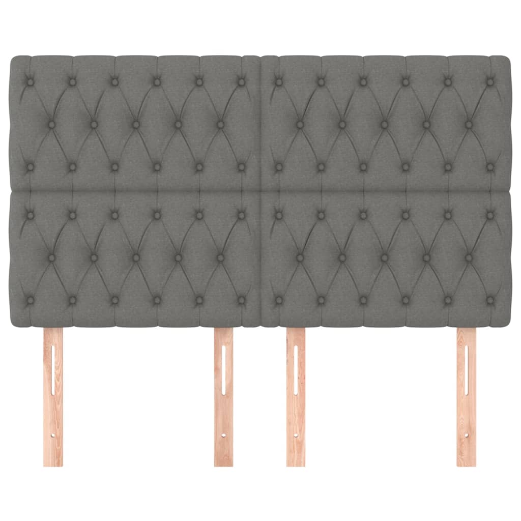 Kopfteil Dunkelgrau 144 x 7 x 118/128 cm Stoff