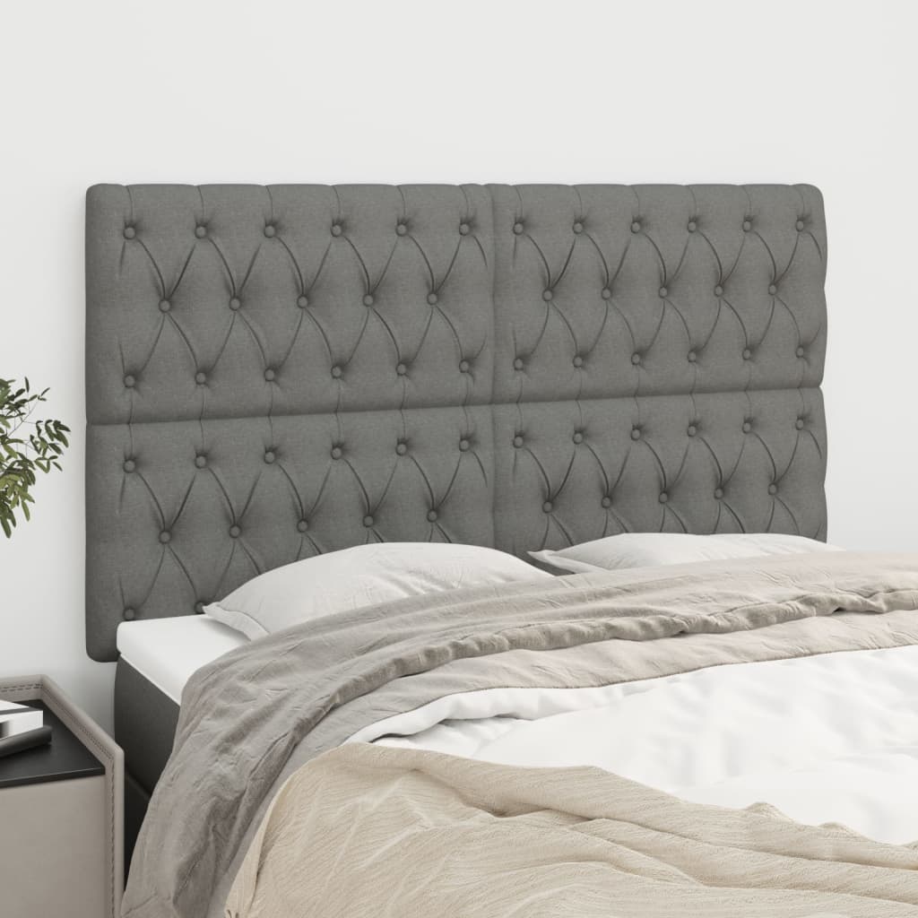 Kopfteil Dunkelgrau 144 x 7 x 118/128 cm Stoff