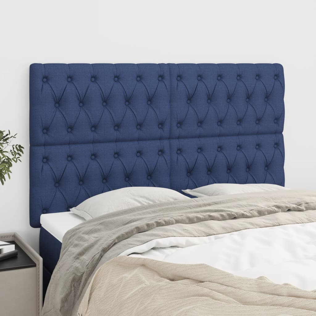 Kopfteil Blau 160 x 7 x 118/128 cm Stoff