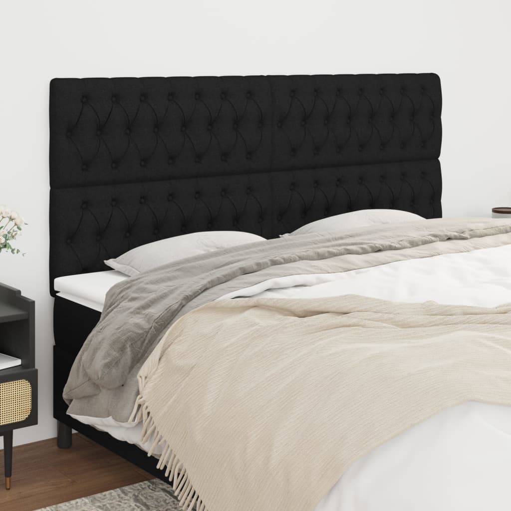 Kopfteil Schwarz 180 x 7 x 118/128 cm Stoff