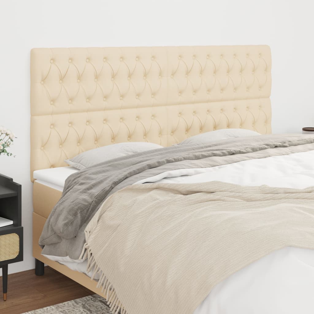 Kopfteil Creme 180x7x118/128 cm Stoff