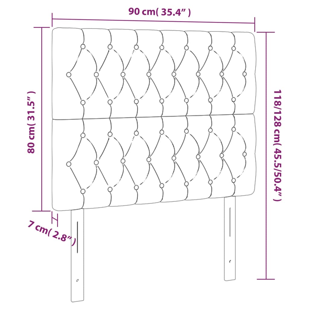 Kopfteil Hellgrau 90x7x118/128 cm Samt