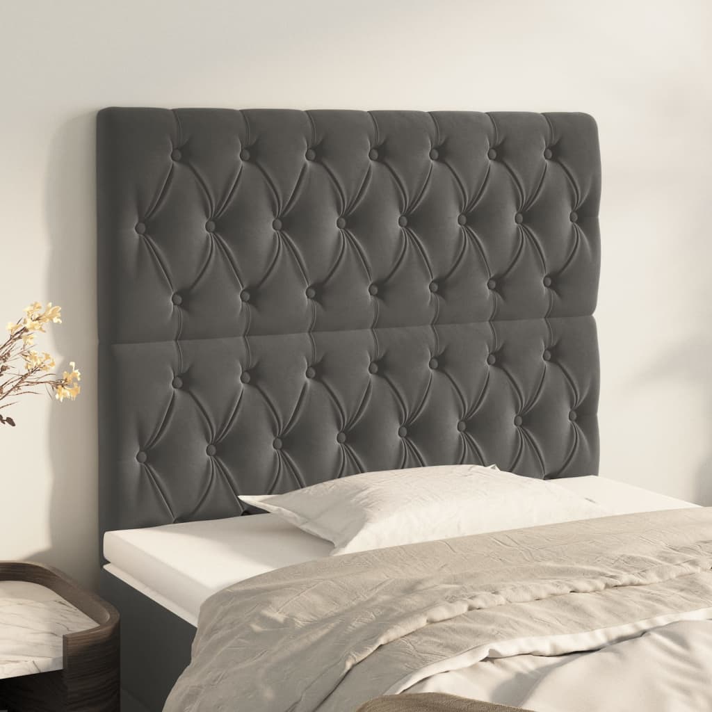 Kopfteil Dunkelgrau 90 x 7 x 118/128 cm Samt