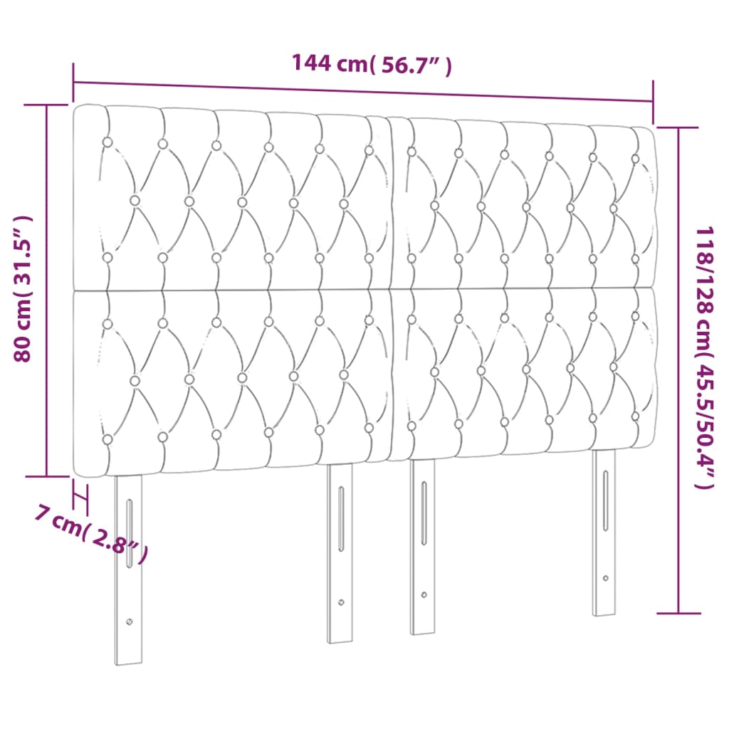 Kopfteil Hellgrau 144x7x118/128 cm Samt