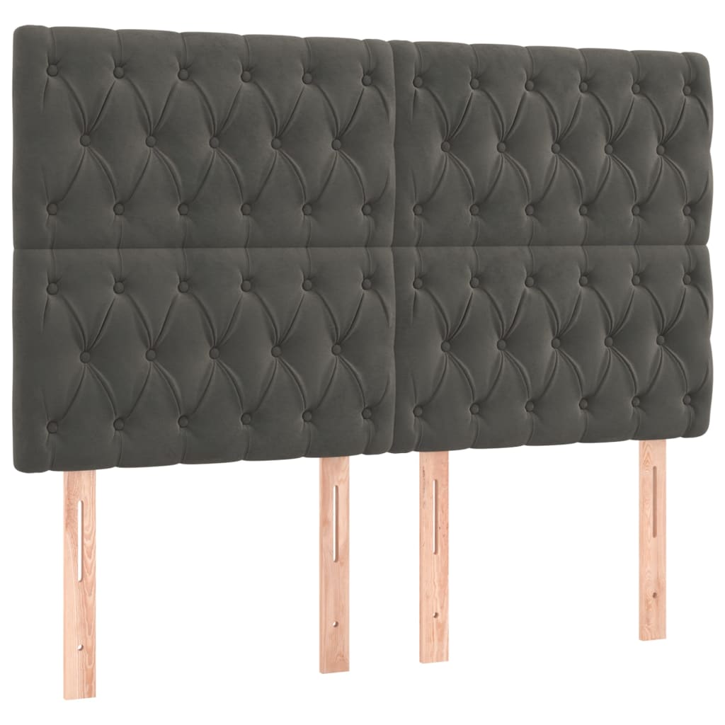 Kopfteil Dunkelgrau 144 x 7 x 118/128 cm Samt