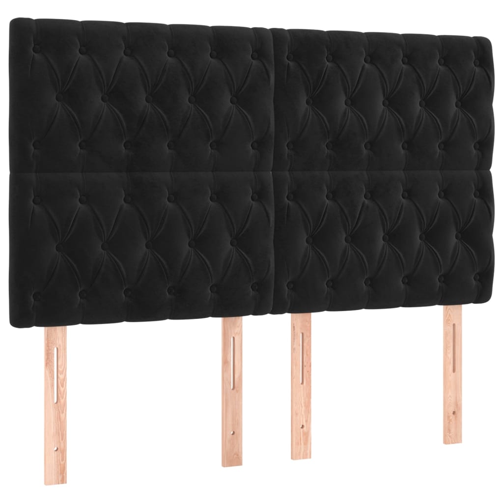 Kopfteil Schwarz 144x7x118/128 cm Samt
