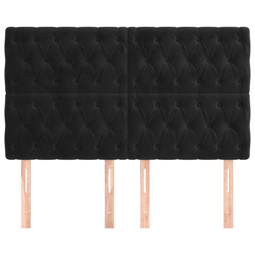 Kopfteil Schwarz 144x7x118/128 cm Samt