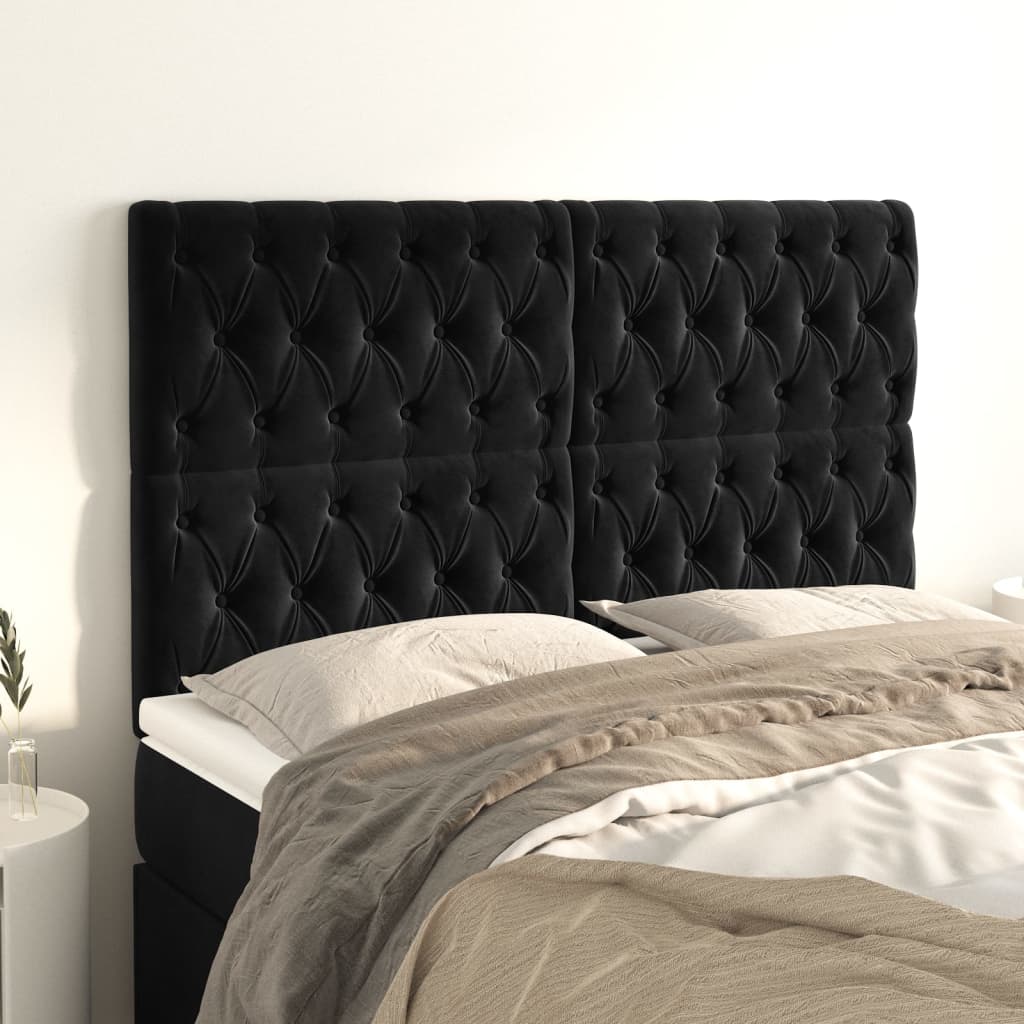 Kopfteil Schwarz 144x7x118/128 cm Samt