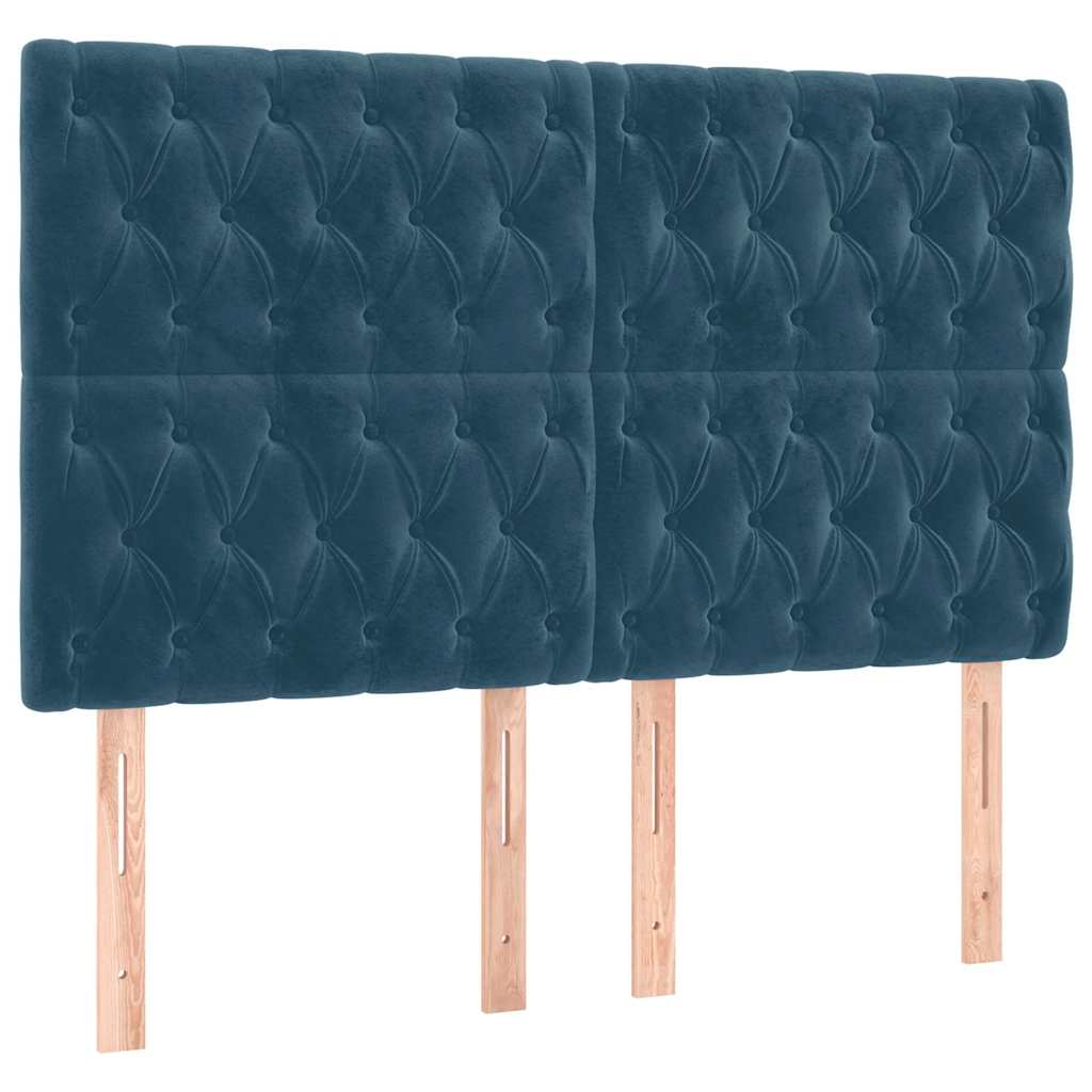 Kopfteil Dunkelblau 144x7x118/128 cm Samt