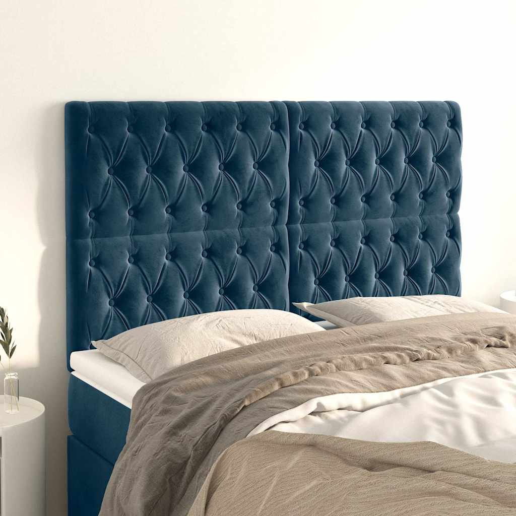 Kopfteil Dunkelblau 144x7x118/128 cm Samt