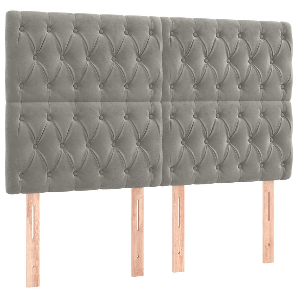 Kopfteil Hellgrau 160 x 7 x 118/128 cm Samt