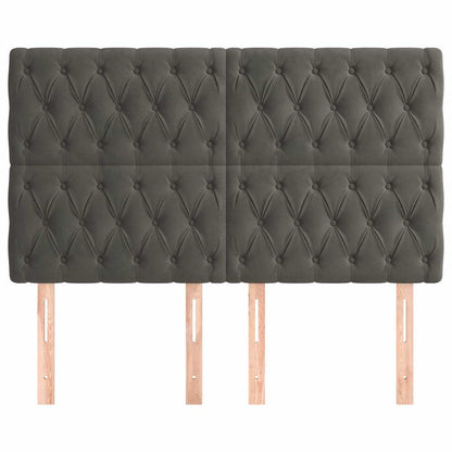 Kopfteil Dunkelgrau 160 x 7 x 118/128 cm Samt