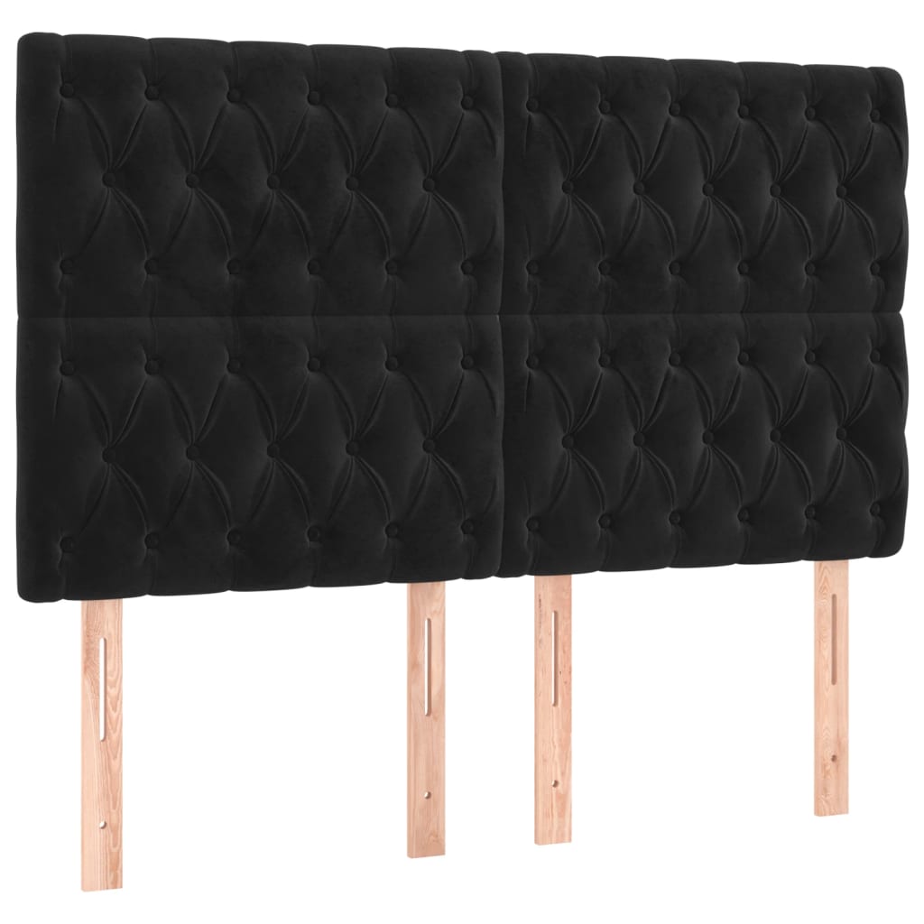 Kopfteil Schwarz 160x7x118/128 cm Samt